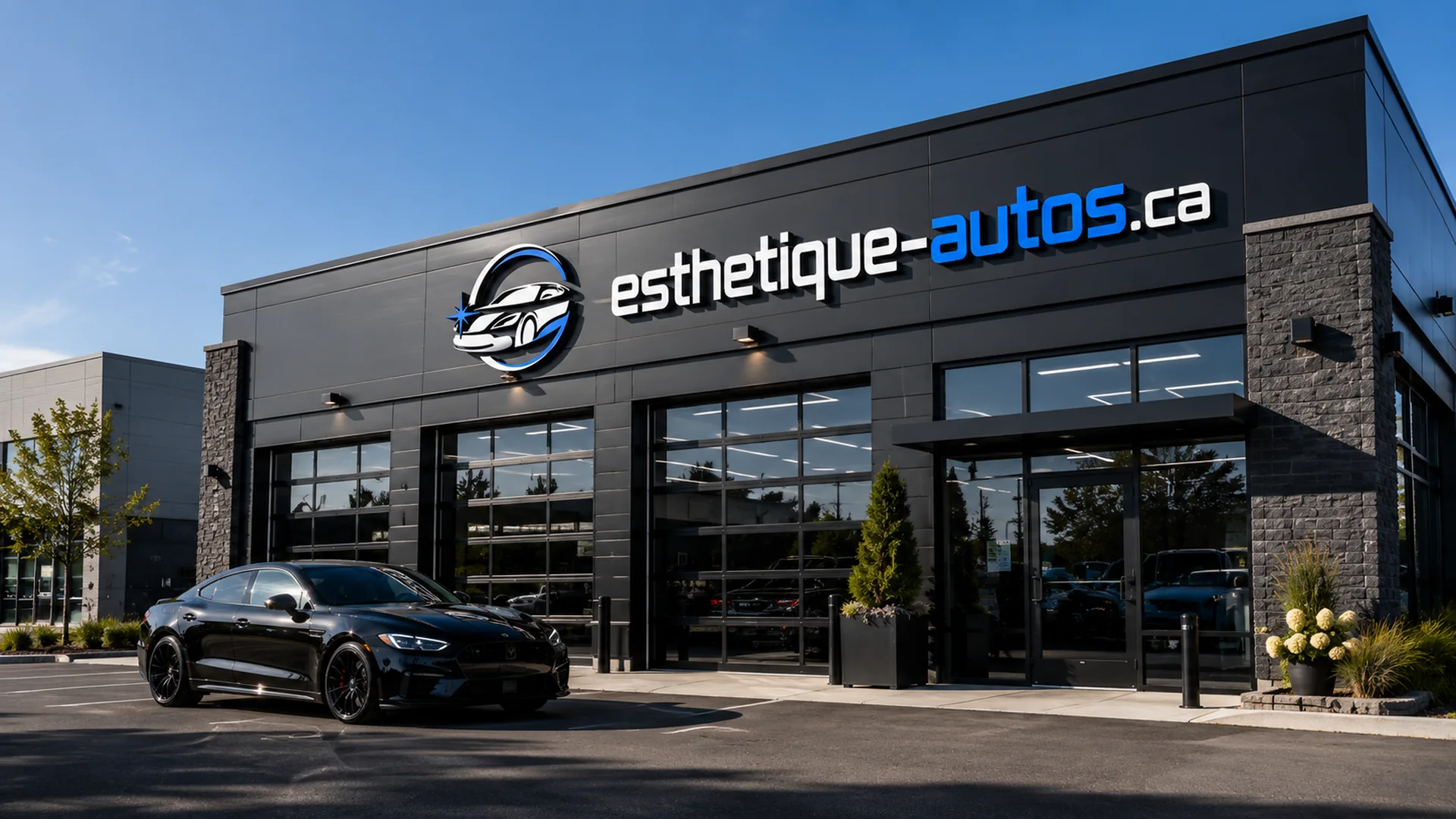 Devanture d'un atelier d'esthétique automobile