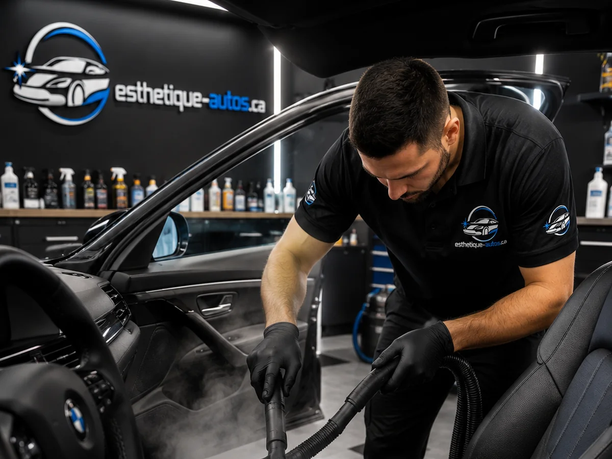 Nettoyage intérieur d'un véhicule à la vapeur